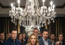 I thought it was just another family dinner—until the chandelier flickered and the room went dead quiet. “Did you… invite him?” my sister whispered, staring past my shoulder. I turned and froze. The man everyone swore was buried was standing by the doorway, smiling like he’d never left. “Miss me?” he said. My father’s fork clattered to the plate. Then my phone buzzed: **UNKNOWN NUMBER: Don’t eat anything. **