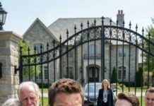 I came home after seven years overseas, my arms already aching to hug Mom and Dad. Instead, I froze—there they were at a mansion gate, heads bowed, while a guard sneered, “Move along, beggars.” Then I saw him. My brother. In a tailored suit. He glanced at me and said coldly, “I don’t know you.” My chest burned. I stepped inside anyway. His face went dead white when he saw what I carried… and who was waiting.