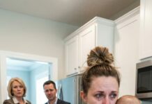 Three months after giving birth, my body still didn’t feel like my own—bleeding, trembling, surviving on fitful sleep and cold coffee. That afternoon, I stood in the kitchen of the house I helped buy, rocking my son, Noah, with one arm and folding tiny onesies with the other. The dryer thumped like a heartbeat. I kept telling myself I could do this. I had to.