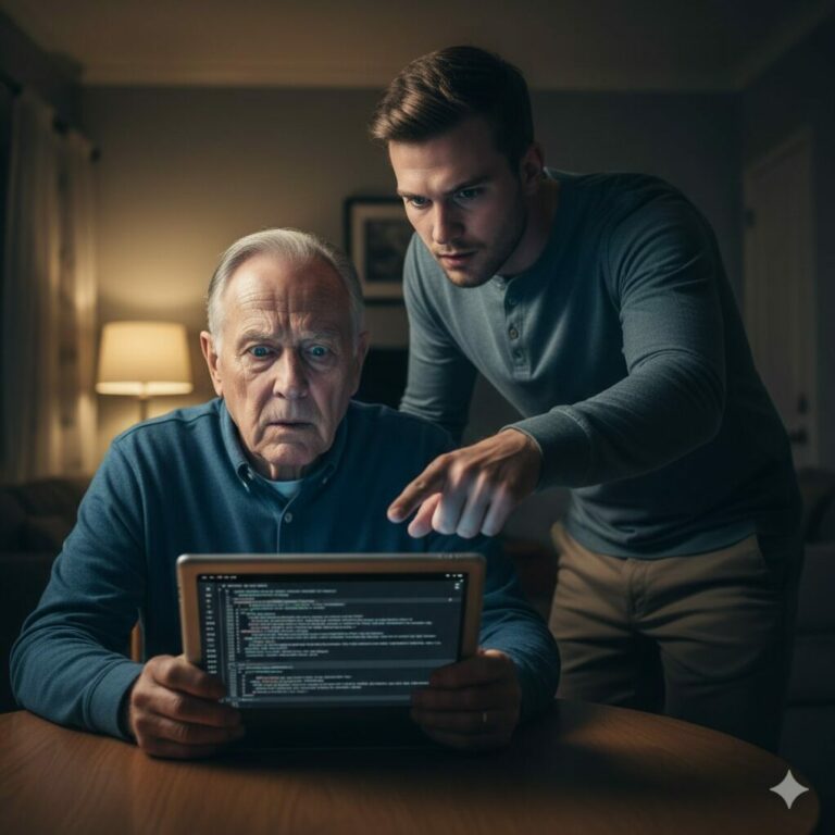 My daughter smiled as she handed me the tablet. “Just for you, Dad.” A week later, my grandson stared at the screen, went pale, and whispered, “Grandpa… this isn’t normal. We need to call the police.” I laughed it off—until he showed me hidden files I was never meant to see. “Someone is watching you,” he said quietly. Eleven days later, a knock at my door proved he was right.