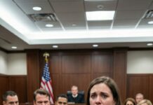 I stood in front of the courtroom doors, palms sweating, telling myself I just had to speak the truth—just one sentence and it would be over. Then he leaned in like we were still lovers and whispered, “You won’t say a word.” Before I could step back, his fist drove into my stomach. Air vanished. Knees buckled. Gasps exploded behind me. He smiled at the judge’s bench. “She’s… dramatic.” And that’s when I realized: this trial wasn’t about justice. It was about silencing me—again.