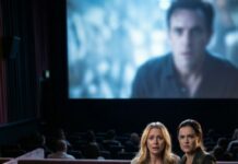 I didn’t even want to see this movie. I only came because my friend begged, laughing, “Come on, you need a night out.” Then the lights dimmed—and my world cracked. Two rows ahead, my husband leaned close to a woman in a red dress, his hand on her thigh like it belonged there. She whispered, “You said she’d never find out.” He chuckled. “She won’t.” My popcorn slipped from my fingers. I heard my own voice, sharp in the dark: “Really?” He froze. And that’s when the woman turned around… and smiled like she’d been waiting for me.