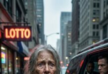 I was counting coins under the gutter when his leather shoe stopped beside my cup. A wealthy man, his phone pressed to his ear, laughed loudly — then threw something away like trash. I crawled after it. A lottery ticket. My hands trembled the next day when I checked the numbers on the ticket again, hoping for something unrealistic, as the numbers matched, one by one. “One hundred fifty million… dollars,” the ticket seller whispered. My throat went dry. I might lose sleep tonight… I stood up. “Sir,” I said to the wind, “you have lost the most wonderful thing.” And then the city began to hunt me…