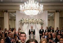 One hour before my wedding, I overheard my fiancé whispering to his mother: ‘I don’t love her. I just want the money.’ She laughed, ‘Just keep her emotional until we get the assets. She’s weak.’ I didn’t cry. I walked down the aisle smiling with a hidden microphone in my bouquet. When the priest asked ‘Do you take this man?’, in front of 500 guests, what I did made my mother-in-law clutch her chest right there in the hall. The look on my fiancé as security escorted them out… unforgettable.