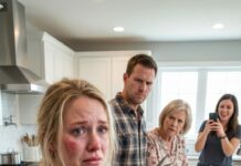 Eight months pregnant with twins, I watched the screen flash the number $750,000 – my hands trembled, my breath caught in my throat. Then my mother-in-law leaned down, her voice icy: “Give it here. Now.” I whispered, “No…it’s mine.” My husband’s eyes went blank. “You have to obey my mother.” BANG. The slap turned my world upside down – my belly slammed against the edge of the table, and suddenly…a warm fear ran down my legs. Behind me, my sister-in-law giggled, “Go ahead and film – this is great.” I looked at them through my tears. “You’ll regret this.”