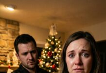 Christmas Eve. I was seven months pregnant when my phone lit up—unknown number. “He’s with me,” the message said. Then a photo: my husband’s watch on a wineglass stem. My throat closed. I typed, “Who are you?” She replied instantly: “The one he chose. Ask him about the ultrasound.” The room tilted. My baby kicked—hard—like a warning. I heard the front door click… and my husband whisper, “Don’t look at your phone.” I looked anyway. And the next text made my blood turn to ice.