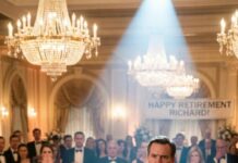 At my dad’s retirement party, he smirked into the microphone and joked, “This is my daughter—no degree, no future, just freeloads off the family.” Two hundred guests laughed like it was entertainment. I felt my face burn, but I didn’t flinch. I raised my champagne and said, “Cheers, Dad… this is the last time any of you will ever see me.” The room went dead silent… and that was only the beginning.