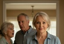 He slammed his hand on the counter and hissed, “You’ve been bleeding me dry for 38 years. From now on, every penny you spend comes from your own pocket!” I didn’t argue—I just smiled. On Sunday, I set the table exactly the way he’d demanded… and let him face the silence he’d never noticed. When his sister walked in, she froze, stared at him, and said, “You have no idea what you had.” Then she pulled me aside and whispered something that changed everything.