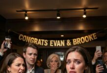 I stood in the spotlight with my hands on my belly, smiling for photos—until she stormed in and pointed at me like I was a crime. “Tell them whose baby that is,” she snapped, loud enough to cut the room in half. My fiancé’s face drained white. The crowd whispered. I tried to laugh it off, but my voice broke. Then a man in the back said, “Play the recording.” And suddenly, everyone looked at me like they’d been waiting for me to fall.