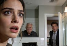 While my husband was out, my father-in-law whispered, “Take a hammer. Break the tile behind the toilet—now.” My hands shook as the ceramic cracked, dust filling the air. Behind it, a dark hole appeared. I froze. “Oh my God… what is that?” I gasped. He didn’t answer. He just looked at me and said, “You weren’t supposed to find this.” And in that moment, I knew my marriage was built on a lie I could never unsee.