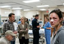 My husband shoved me against the refrigerator, the metal biting into my spine. Before I could even scream, he drove his knee into my face. I heard a crack that didn’t sound human. Blood rushed warm and fast, blurring my vision. I slid to the floor, shaking, my hands instinctively reaching for my phone. I needed help. I needed proof.