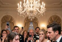 Six weeks after Mason shoved me and our newborn into a whiteout, I was still hearing his last words: “You’ll be fine. You always survive.” Now I stood at the back of his glittering wedding, my baby sleeping against my chest and a sealed envelope burning in my hand. When he spotted me, his smile cracked. “What are you doing here?” he hissed. I whispered, “Giving you what you forgot… and taking what you stole.” Then the music stopped.