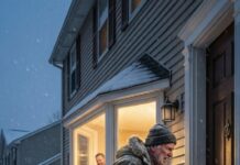 I arrived at my daughter’s house on Thanksgiving without warning—and what I saw stopped my heart. My grandson was sitting outside in freezing snow wearing only a T-shirt while the family laughed around a turkey dinner inside. When I kicked the door open, my son-in-law shouted, “You just broke into my house!” I pointed toward the porch and said, “Not one more minute outside, Amos.” What happened next turned our entire family upside down.