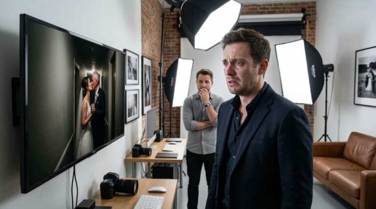 One week after my wedding, my phone rang. It was our photographer, and his voice was shaking. “Sir… you need to come now. Alone. And whatever you do, don’t let your wife know.” I thought it was some editing mistake—until he showed me one photo buried deep in the album. The second I saw it, my blood turned cold. My marriage had barely begun… and already, something was terribly wrong.