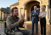 “I rolled up to my parents’ mansion with nothing but a wheelchair and a desperate plea. ‘Please… just one night,’ I begged. They looked through me and slammed the door. By sunrise, I was in a bank, handing over Grandpa’s faded old card. The manager went pale, shot to his feet, and whispered, ‘Sir… you need to see this.’ That was when I realized my family had lied about everything.”