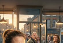 I’m Eva—32, broke on paper, rich in hope—standing behind the counter of the tiny bakery I drained three years of savings to build. Sunrise on opening day, my bread is still warm… and the street is dead silent. No customers. Just my heartbeat. Then the door creaks. An old man steps in, coat in tatters, hands red from the cold. “Miss… could I have a piece of bread? I’m starving.” My throat tightens. I haven’t sold a single loaf. “I—” I almost say no. He turns to leave. “Wait.” My voice cracks. “Sit down.” I push a hot roll toward him, pour a cup of warm milk. “Eat.” He looks up, eyes sharp like he’s seen my whole life. “What you did today,” he whispers, “God has seen. Before the sun sets… this place will be packed.” I laugh—until dusk hits… and the first rush begins. But here’s the part I still can’t explain: when I reached for the tray to bake more, I noticed something he’d left behind—something that shouldn’t exist… and my hands started shaking.