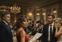 En la boda de mi hijo, escuché cómo me humillaban: “¿Ella? Inútil, solo una ama de casa”. Todos se rieron, y sentí la vergüenza ardiendo dentro de mí. Pero sonreí. Nadie imaginaba que guardaba un secreto capaz de romper su orgullo en solo segundos. Caminé hacia el micrófono, respiré hondo y dije: “Ahora van a descubrir quién soy en realidad…”. Y en ese instante, todo cambió.