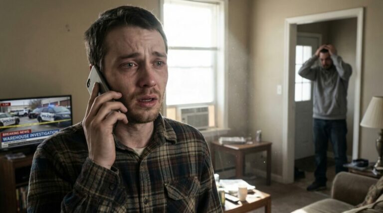 At 6:00 a.m., my neighbor hammered on my door, his hands trembling so badly he could barely speak. “Don’t go to work today,” he begged. “Please… just stay home.” I laughed—until I saw the terror in his eyes. “Why?” I asked. He leaned in and whispered, “By noon, you’ll understand.” At exactly 1:30 p.m., my phone rang, and everything I thought I knew shattered.