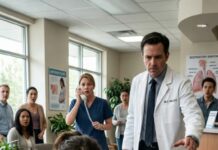 “They call her a homewrecker,” I said, my voice shaking, “but she hasn’t even stolen back her own life.” At eight months pregnant, she moved too slowly—slow enough for someone to “accidentally” shove her. Then she fell for real. Blood spread across the floor. Everyone froze. She didn’t scream. She crawled—straight to her cloth bag—clutching it like a relic. Inside: a lab report… and a photo stamped by the hospital. The name? Scratched out…