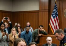 The courtroom was dead silent as I stared up at Judge Henry Wallace—fourteen years paralyzed, famous for ice in his veins. He curled his lip. “This isn’t a circus, little girl.” Behind me, my father’s chains clinked like a countdown. “You have two minutes,” the judge snapped. I stepped forward, pressed my hands to his knees, and whispered, “Please… let him go.” Then—his toes twitched. Gasps erupted as he rose, shaking. But what chilled me wasn’t the miracle… it was the way he looked at my father, like he’d just remembered something he’d buried. And if he can walk again—what else will he confess?