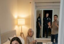 I came home from my business trip and froze—my mother-in-law was sitting on my bed like she owned it. My husband didn’t even flinch. “We rented out our apartment,” he said calmly. “We’ll be living with you now.” I smiled—too slowly. “Perfect,” I whispered, pulling out my phone. I hit speaker. “Hi, Officer… yes, it’s me again.” The voice on the line spoke, and her face drained white. Then my husband asked, “Who are you calling?”