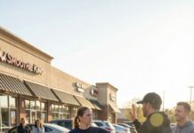 I remember the exact moment everything changed—the instant his hand struck my face and my son gasped behind me, “Mom!” The man laughed like he had just proved something. I didn’t raise my voice. I didn’t step back. I only told Jacob quietly, “Stand behind me.” They thought silence meant fear… until the first one hit the ground and the crowd realized the quiet mom they mocked wasn’t helpless at all. What happened next is the part no one in that plaza will ever forget.