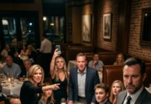 At the restaurant, my mom stood up like she owned the room and announced, “Annabel, go find another table. This one’s for family—not adopted girls.” Everyone laughed… then they all agreed and shoved the check toward me: $3,270 for their dinner. I smiled, swallowed the humiliation, and paid—because I had a plan. As I signed the receipt, the manager suddenly leaned in and said, “Ma’am… just a moment, please.” And that’s when I saw who was walking in.